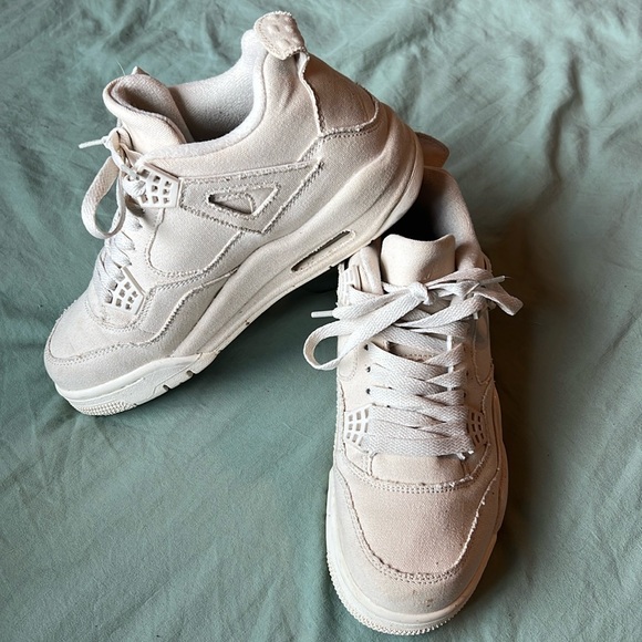 Air Jordan Women's Cream Canvas Sneakers - Picture 1 of 7